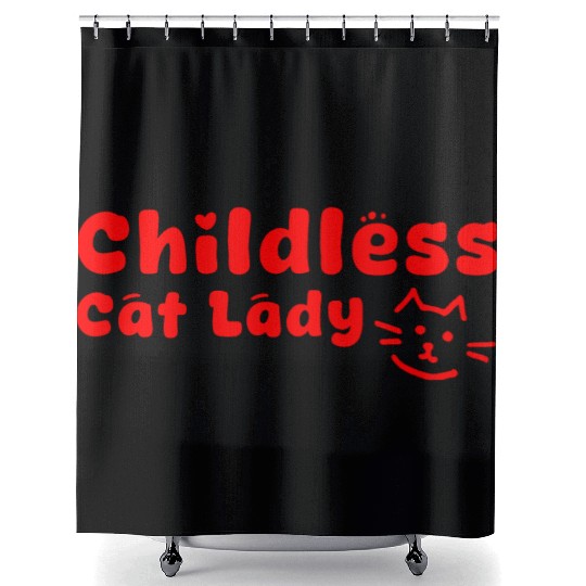 childless cat lady Shower Curtains