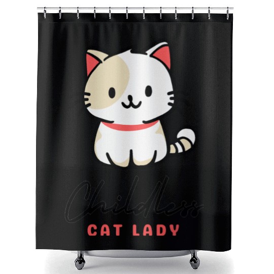 Childless Cat Lady, cat-loving lifestyle Shower Curtains