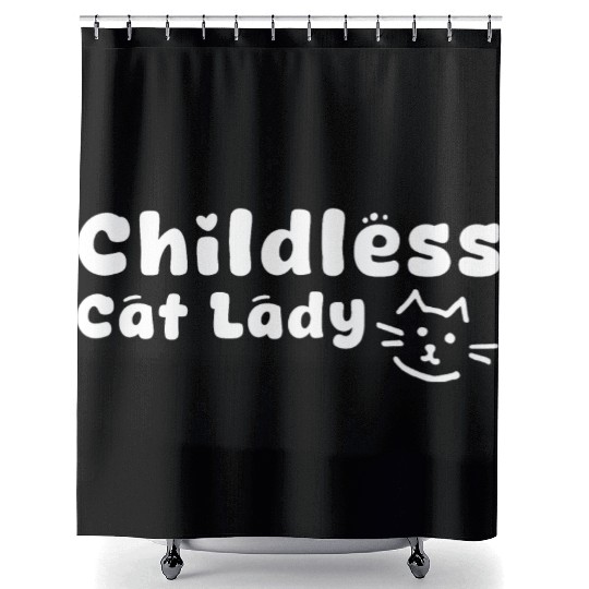 childless cat lady Shower Curtains