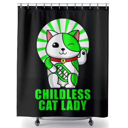 childless cat lady Shower Curtains