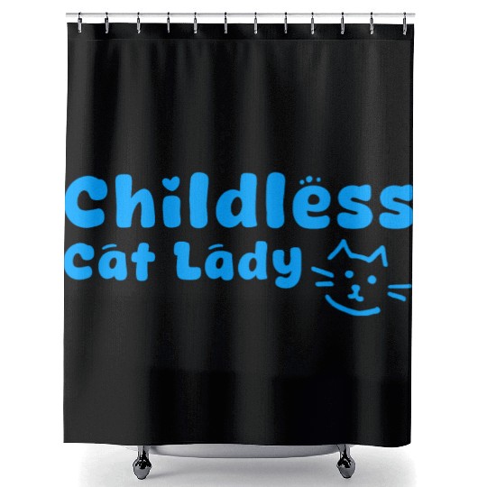 childless cat lady Shower Curtains
