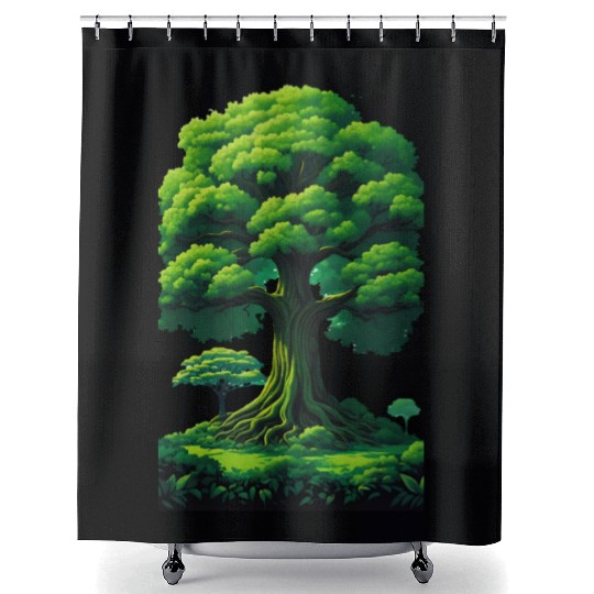 Enchanted Forest Motif - Whimsical Nature-Inspired Shower Curtains
