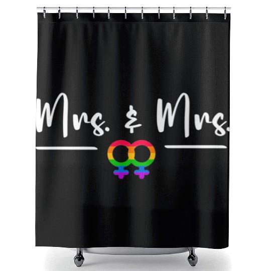 Gay Lesbian LGBT Wedding for Mr and Mrs Honeymoon Shower Curtains