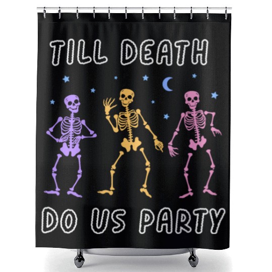Til Death Do Us Party Halloween Dancing Skeleton Shower Curtains