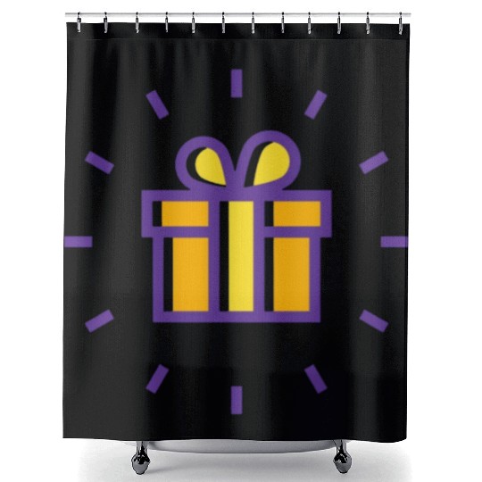 AA line icon of a gift box typically features a si Shower Curtains