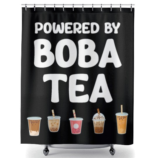 Powered By Boba Tea Bubble Japan K-pop Korean Shower Curtains