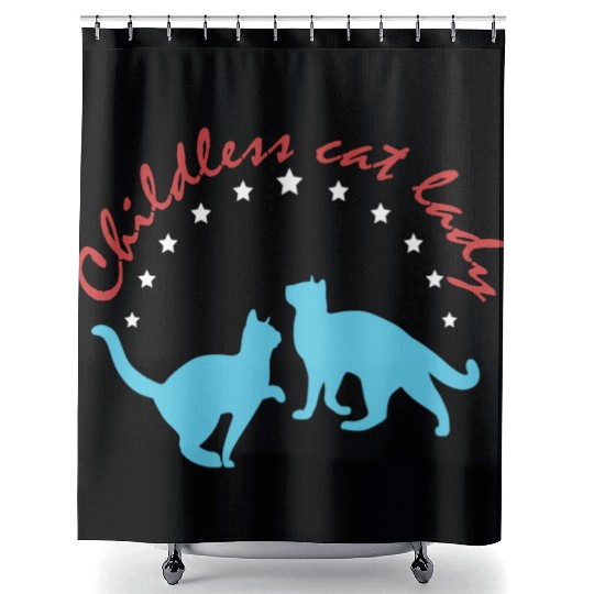 Vintage And Retro Funny Childless Cat Lady Shower Curtains