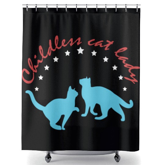 Vintage And Retro Funny Childless Cat Lady Shower Curtains