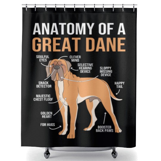 Funny Dog Owner Anatomy Of A Great Dane Shower Curtains