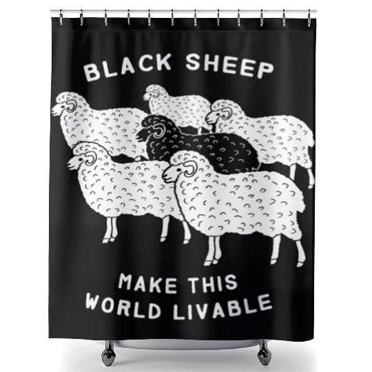 Black sheep make this world livable Shower Curtains