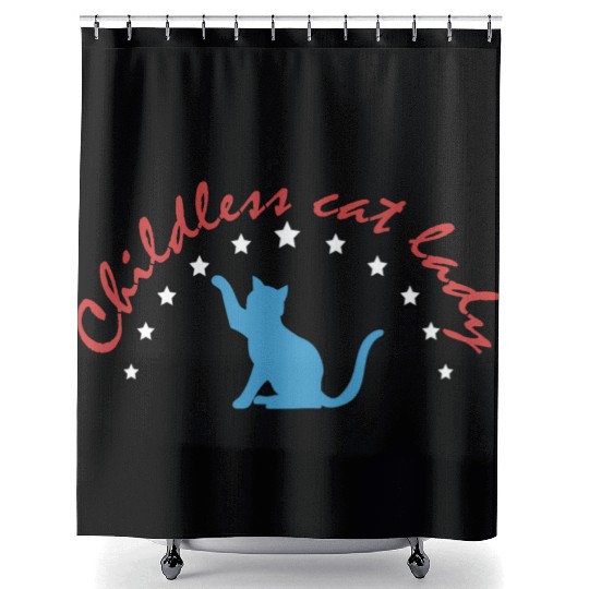 Vintage And Retro Funny Childless Cat Lady Shower Curtains