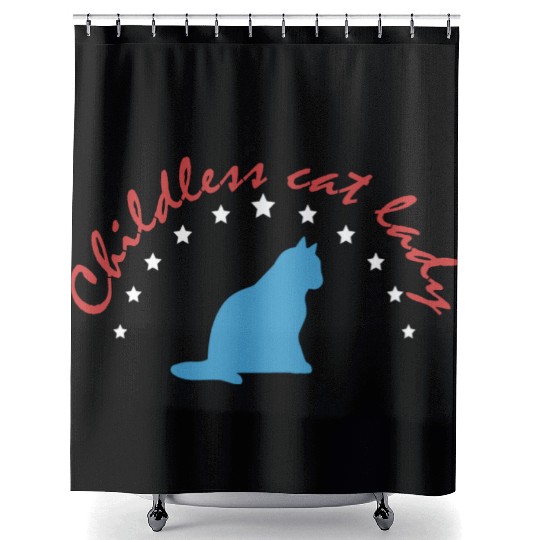 Vintage And Retro Funny Childless Cat Lady Shower Curtains
