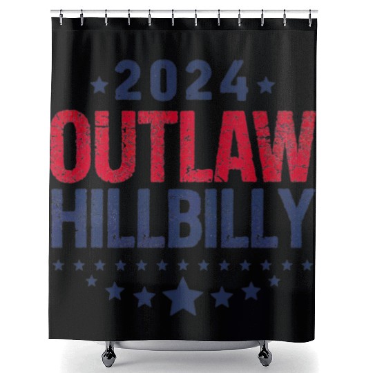 Trump Vance 2024 Outlaw Hillbilly US Flag Shower Curtains