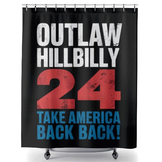 Trump Vance 2024 Outlaw Hillbilly US Flag Vintage Shower Curtains