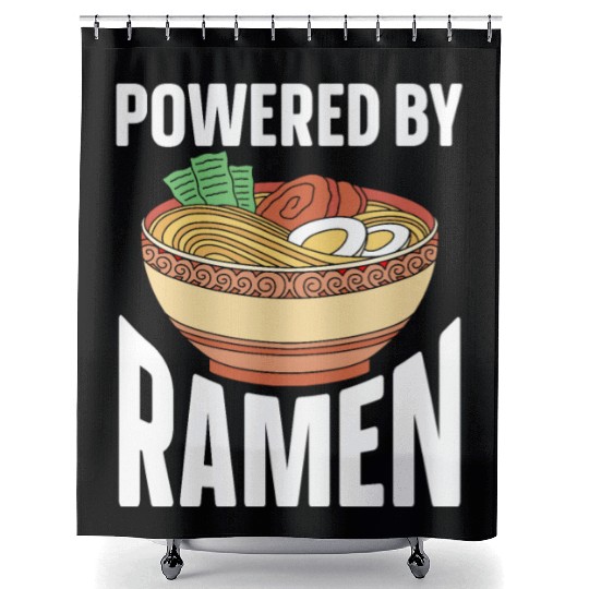 Powered By Ramen Anime Japanese Soup Cup Noodle Shower Curtains