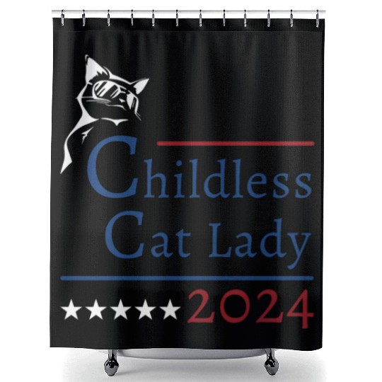 "Childless Cat Lady" Kamala Harris 2024 Shower Curtains