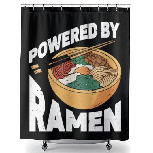 Powered By Ramen Anime Japanese Soup Cup Noodle Shower Curtains