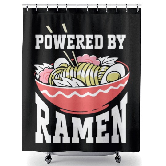Powered By Ramen Anime Japanese Soup Cup Noodle Shower Curtains