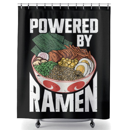 Powered By Ramen Anime Japanese Soup Cup Noodle Shower Curtains