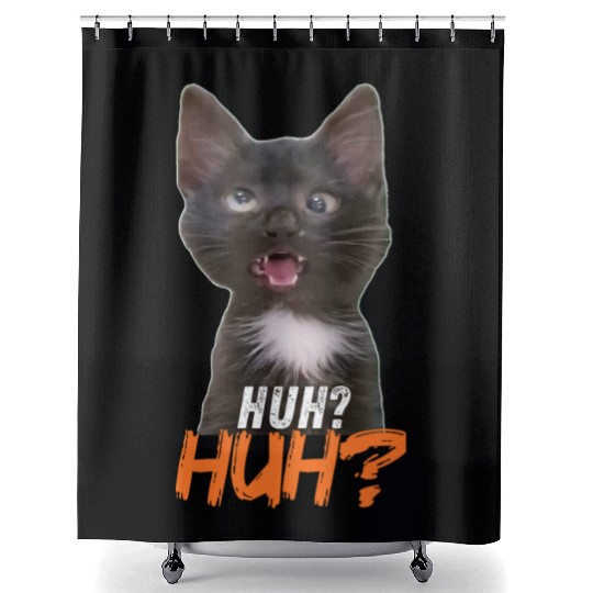 Funny Cross Eyed Cat Meme Huh Funny Cat Shower Curtains