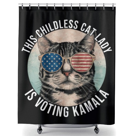 This Childless Cat Lady Is Voting Kamala Shower Curtains