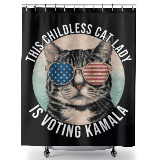 This Childless Cat Lady Is Voting Kamala Shower Curtains