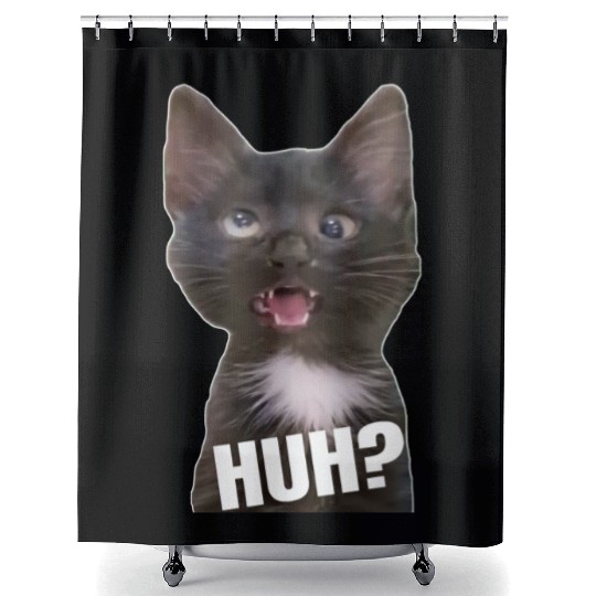 Funny Cross Eyed Cat Meme Huh Funny Cat Shower Curtains