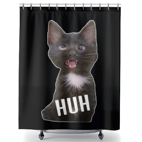 Funny Cross Eyed Cat Meme Huh Funny Cat Shower Curtains
