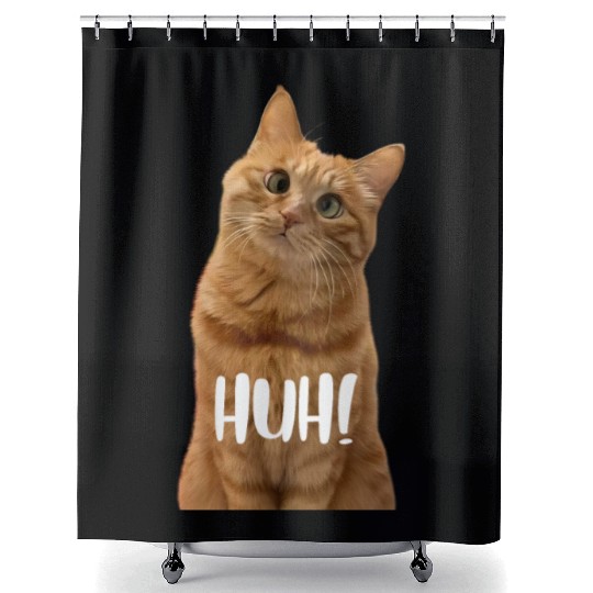 Funny Cross-Eyed Cat Meme Huh Funny Cat Shower Curtains