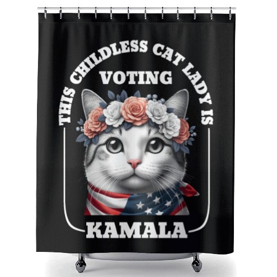 This childless cat lady is voting Kamala Harris Shower Curtains