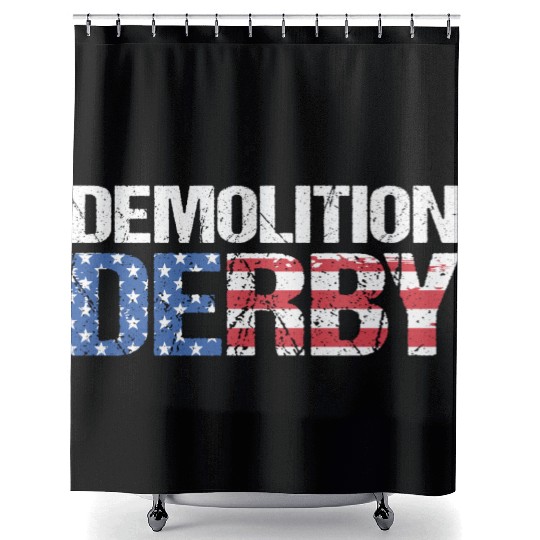 4th Of July US Flag Motorsport Demolition Derby Shower Curtains