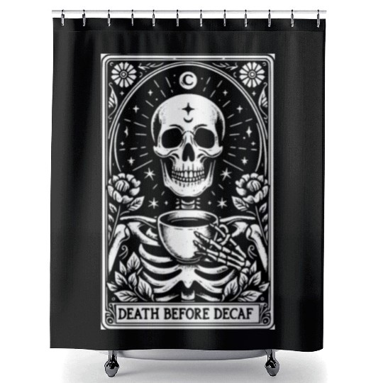 Death Before Decaf Tarot Card Shower Curtains