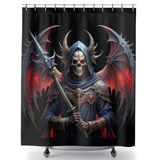 Mysterious skull with giant vampire wings Shower Curtains
