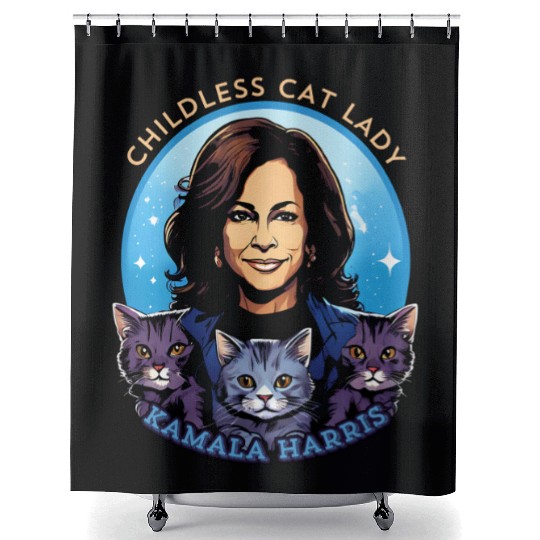 Childless Cat Lady Kamala Harris Shower Curtains