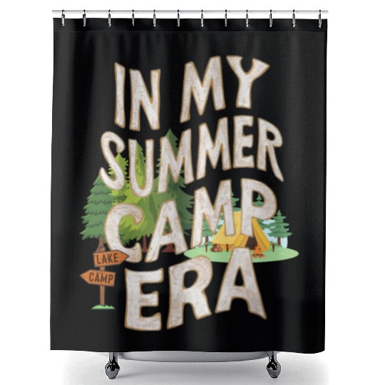 Cute In My Summer Camp Era Groovy Friend Crew Shower Curtains
