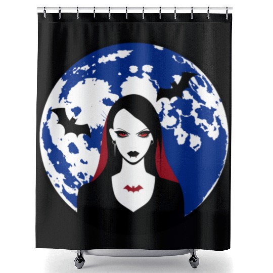 Scary Vampire Lady Halloween Shower Curtains girls women