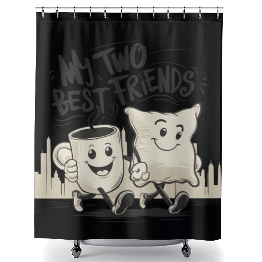 My Two Best Friends Coffee Mug and Cushion Shower Curtains