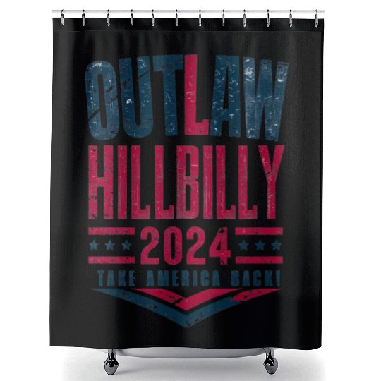 Vintage Elections Outlaw Hillbilly US Flag Shower Curtains