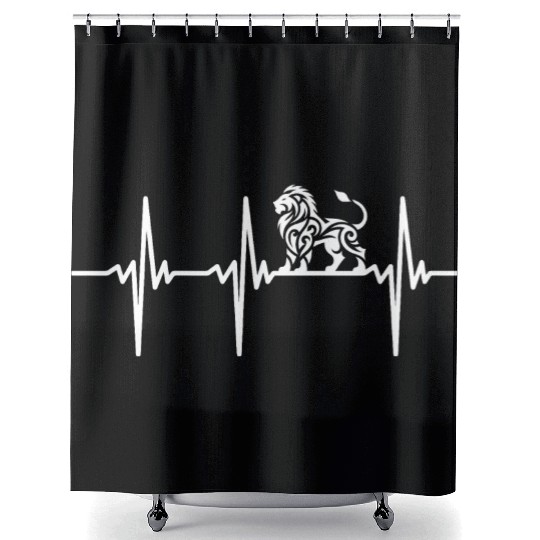 Heartbeat For Big Proud Tattoo Lions Shower Curtains