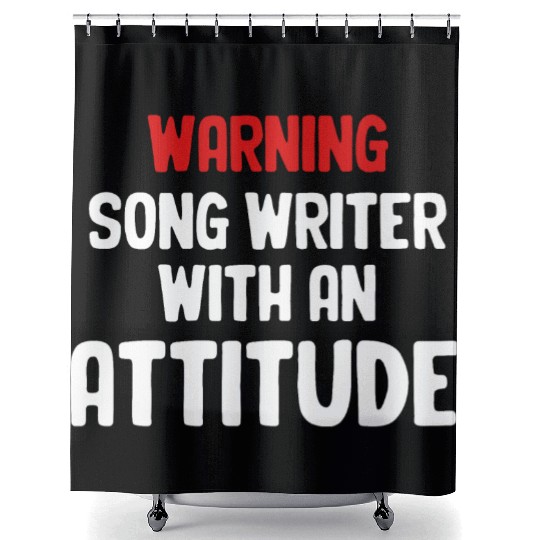 Warning Song Writer Attitude Karaoke Guitarist Shower Curtains
