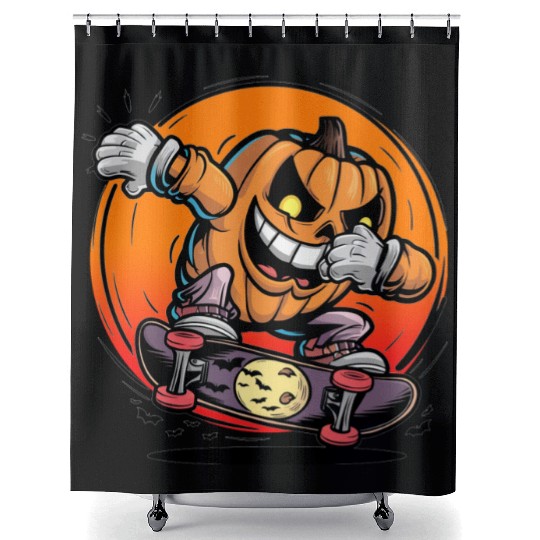 Halloween jack o lantern dabbing Shower Curtains