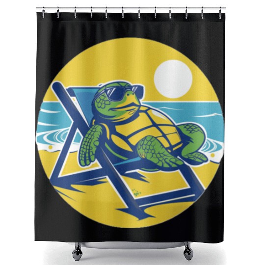 Sea Turtle Chillin on the Beach Shower Curtains