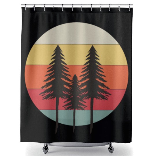 pine tree sunset - nature Shower Curtains