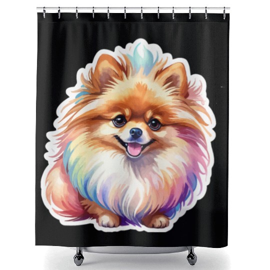 Pomeranian Watercolor Shower Curtains