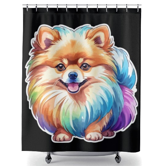 Pomeranian Watercolor Shower Curtains