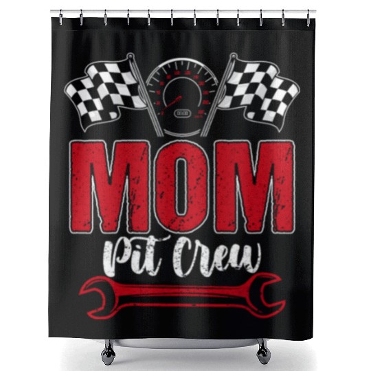Race Car Birthday Party Racing Family Mom Pit Crew Shower Curtains