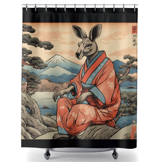 Retro Kangaroo Prank Design Shower Curtains