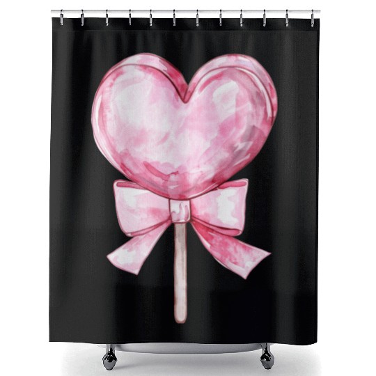 Lollipop with a pink bow Shower Curtains