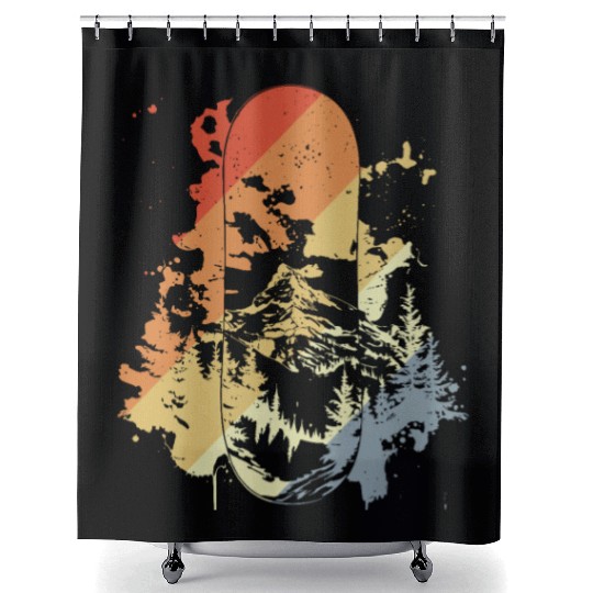 Snowboarding Vintage Look Shower Curtains
