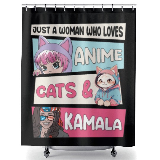 Cat Ladies for Kamala - Anime, Cats and Kamala 24 Shower Curtains